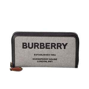 Burberry Horseferry Canvas & Leather Zip Around Wallet